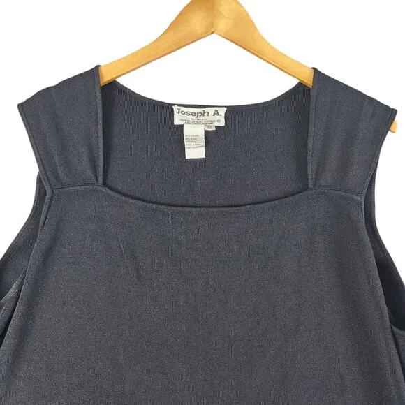 Joseph A. Womens Sleeveless Black Top Size 3X Square Neck Knit Office - Picture 3 of 5